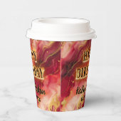 Rood en Goud Vlammend Heet Papieren Bekers (Rechts)