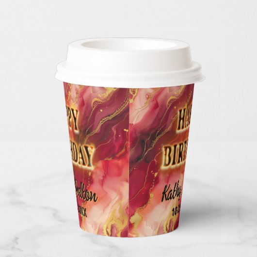 Rood en Goud Vlammend Heet Papieren Bekers (Rechts)