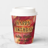 Rood en Goud Vlammend Heet Papieren Bekers (Voorkant)