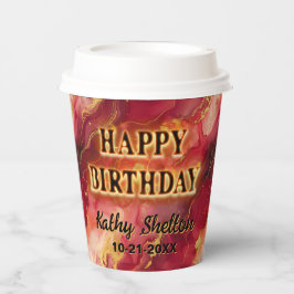 Rood en Goud Vlammend Heet Papieren Bekers