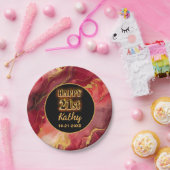 Rood en goud vlammende hete 21e verjaardag papieren bordje (Feest)