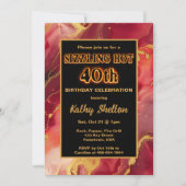 Rood en goud vlammende hete 40e verjaardag kaart (Voorkant)