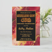 Rood en goud vlammende hete 40e verjaardag kaart (Staand voorkant)