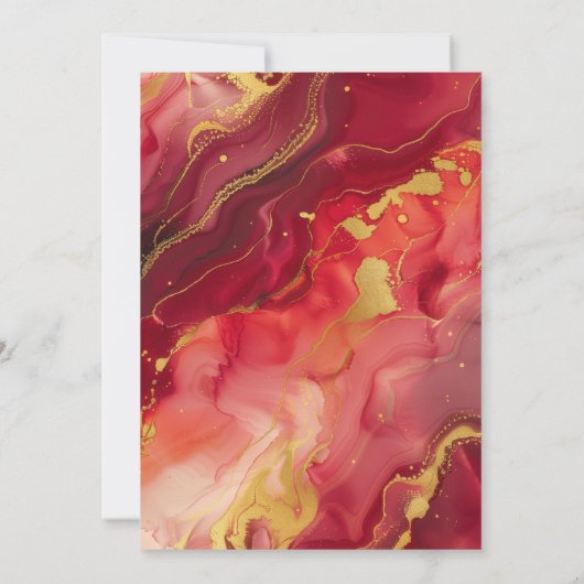 Rood en goud vlammende hete 40e verjaardag kaart (Achterkant)