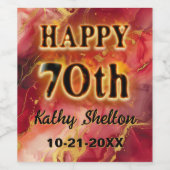 Rood en goud vlammende hete 70e verjaardag wijn etiket (Enkel label)