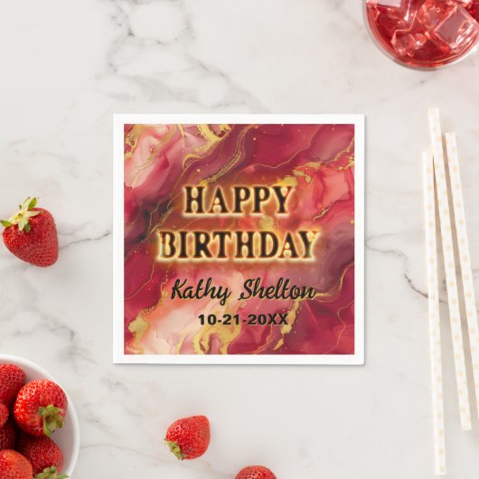 Rood en Goud Vlammende Hot Party Servet (Insitu)