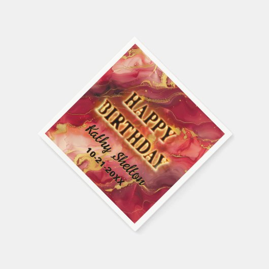 Rood en Goud Vlammende Hot Party Servet (Hoek)