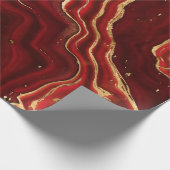 Rood en goud Vloeibare marmer Abstract Cadeaupapier (Hoek)