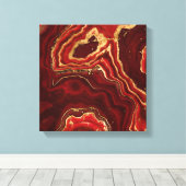 Rood en goud Vloeibare marmer Abstract Canvas Afdruk (Insitu (Houten vloer))