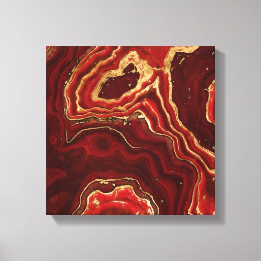 Rood en goud Vloeibare marmer Abstract Canvas Afdruk (Voorkant)