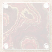 Rood en goud Vloeibare marmer Abstract Glazen Onderzetter (Achterkant)