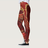 Rood en goud Vloeibare marmer Abstract Leggings (Links)