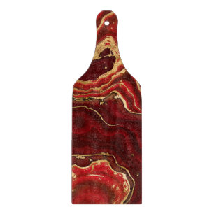 Rood en goud Vloeibare marmer Abstract Snijplank