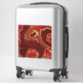 Rood en goud Vloeibare marmer Abstract Sticker (Koffer)