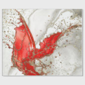 Rood en goud Vloeibare marmer Cadeaupapier (Vlak)