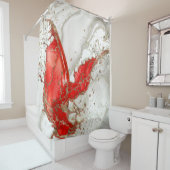 Rood en goud Vloeibare marmer Douchegordijn (In situ)