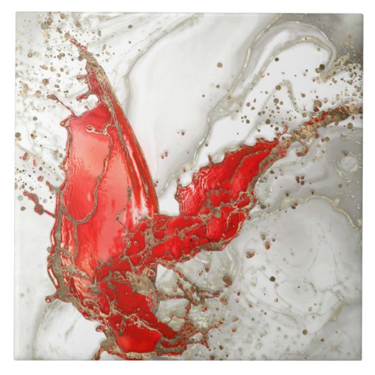 Rood en goud Vloeibare marmer Tegeltje (Voorkant)