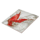 Rood en goud Vloeibare marmer Tegeltje (Zijkant)