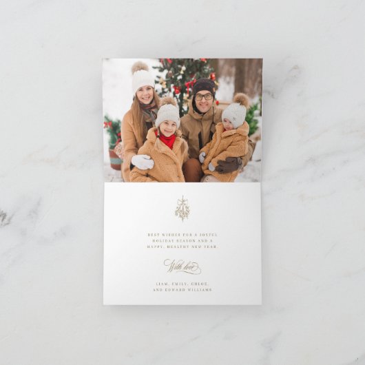 Rood en Goud Vrolijk Kerstscript Foto gevouwen Feestdagen Kaart (Binnen)