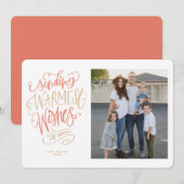 Rood en Goud Warmste Wens Vakantie Fotokaart Kaart (Voorkant / Achterkant)