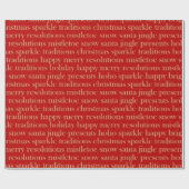 Rood en Goud Woord Kunst Kerst Wrapping Papier (Vlak)