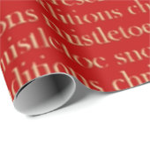 Rood en Goud Woord Kunst Kerst Wrapping Papier (Rol Hoek)
