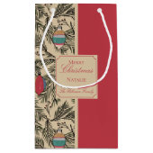 Rood en Goud  Xmas Ornamenten, Pine, Bessen Klein Cadeauzakje (Achterkant)