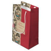 Rood en Goud  Xmas Ornamenten, Pine, Bessen Klein Cadeauzakje (Achterkant Gekanteld)