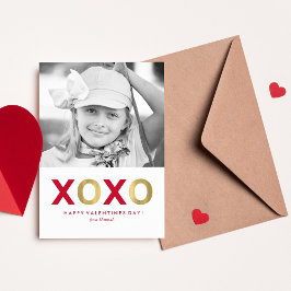 Rood en Goud XOXO Kinder Klaslokaal Foto Valentijn Notitiekaartje