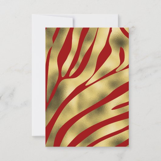 Rood en Goud Zebra Blank Wenskaart (Voorkant)