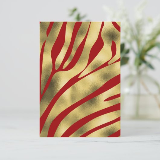 Rood en Goud Zebra Blank Wenskaart (Staand voorkant)