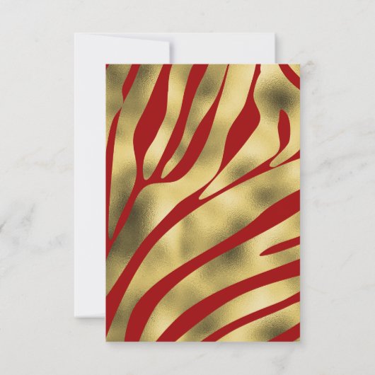 Rood en Goud Zebra Blank Wenskaart (Achterkant)