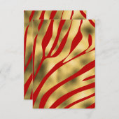 Rood en Goud Zebra Blank Wenskaart (Voorkant / Achterkant)