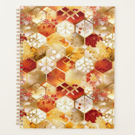 Rood en Goud Zeshoek Chiyogami Planner