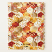 Rood en Goud Zeshoek Chiyogami Planner (Achterkant)