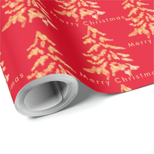 Rood- en goudbomen, prettig kerstpapier cadeaupapier (Rol Hoek)