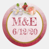 Rood- en goudbont ronde sticker (Voorkant)