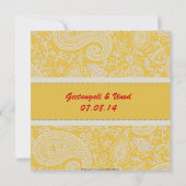 Rood en goudbrocade HIndu bruiloft Kaart (Achterkant)