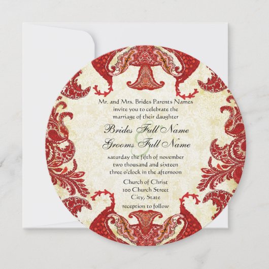 Rood- en goudbruiddhuwelijk kaart (Voorkant)