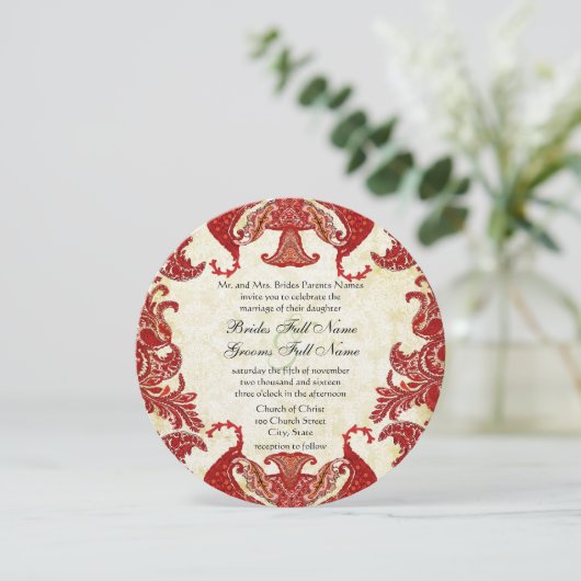 Rood- en goudbruiddhuwelijk kaart (Staand voorkant)