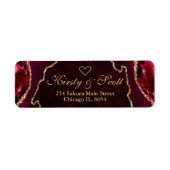 Rood en goudbruin Glitter Agate Wedding Etiket (Voorkant)