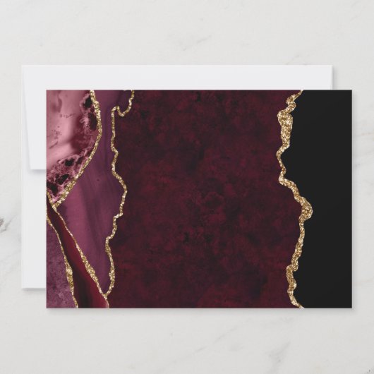 Rood en goudbruin Glitter Marble Agate Wedding Bedankkaart (Achterkant)