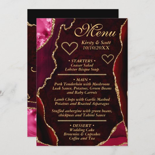 Rood- en goudbruinbruidjes menu (Voorkant / Achterkant)