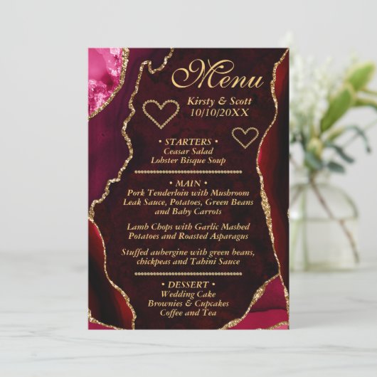 Rood- en goudbruinbruidjes menu (Staand voorkant)