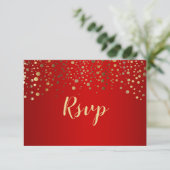 Rood- en goudConfetti-Stippen - RSVP (Staand voorkant)