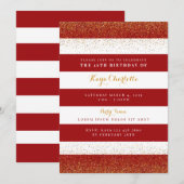 Rood- en gouddaguitnodiging voor volwassenen kaart (Voorkant / Achterkant)