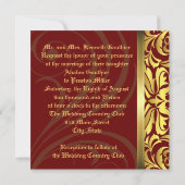 Rood- en goudDamaskaak-uitnodiging voor het huweli Kaart (Achterkant)