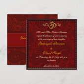 Rood- en gouddamesbrocade Hindu-bruiloft Kaart (Voorkant / Achterkant)