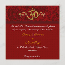 Rood- en gouddamesbrocade Hindu-bruiloft Kaart