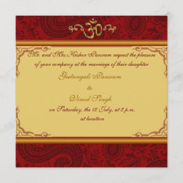 Rood- en gouddamesbrocade Hindu-bruiloft Kaart